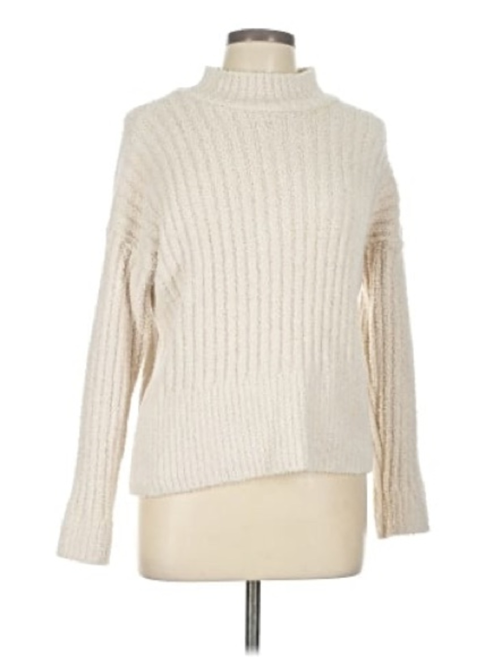 Sincerely Jules Cream Ribbed Mock Turtleneck Sweater